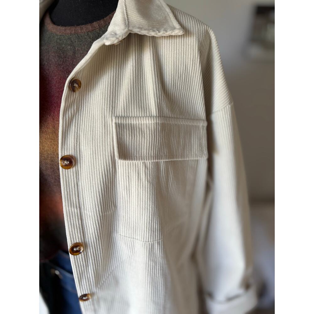 Shacket Creamy Soft Corduroy Front And Side Pocke… - image 2